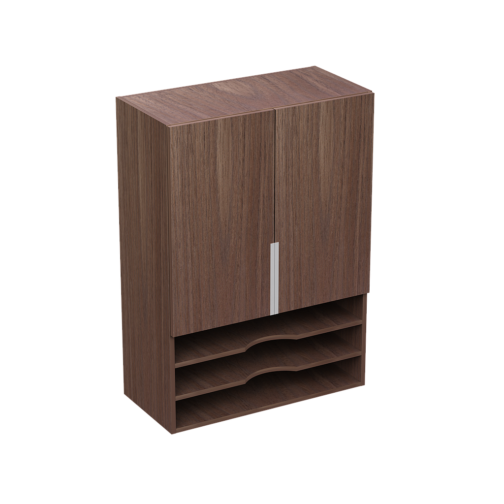 [GCB432105CN19] Closed bookcase over work surface 1 shelf with 2 paper trays 30 x 15 x 42" Bento (Silver Apricot)