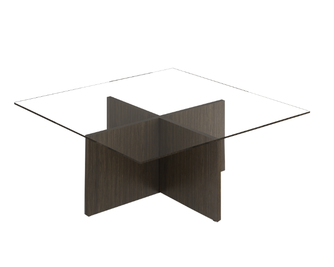 Coffee table with glass 48 x 48 x 18" Bento