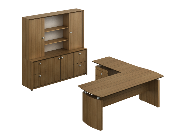 U-group with hutch veneer doors 79 x 130 x 71" Contempo