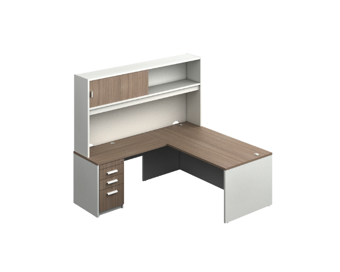 [GBR125LBP30BP10] L-group with hutch 82.5 x 72 x 72" Prime (Izquierdo, Oxford, Baja Presion Silver)