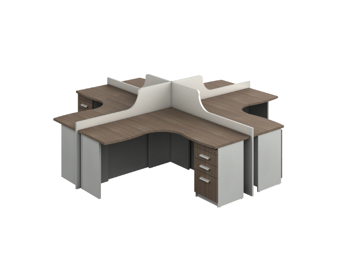 [GBR162BP30BP10] 4 User station 120 x 120 x 44" Prime (Oxford, Baja Presion Silver)