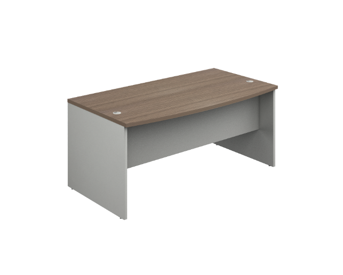 Bow front desk shell with ½ modesty 65 x 36 x 30" Prime